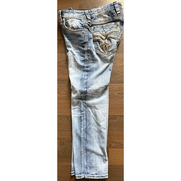Rock Revival Brayen Straight Mens Size 36x 29 Distressed Embroidered Contrast - Picture 3 of 15